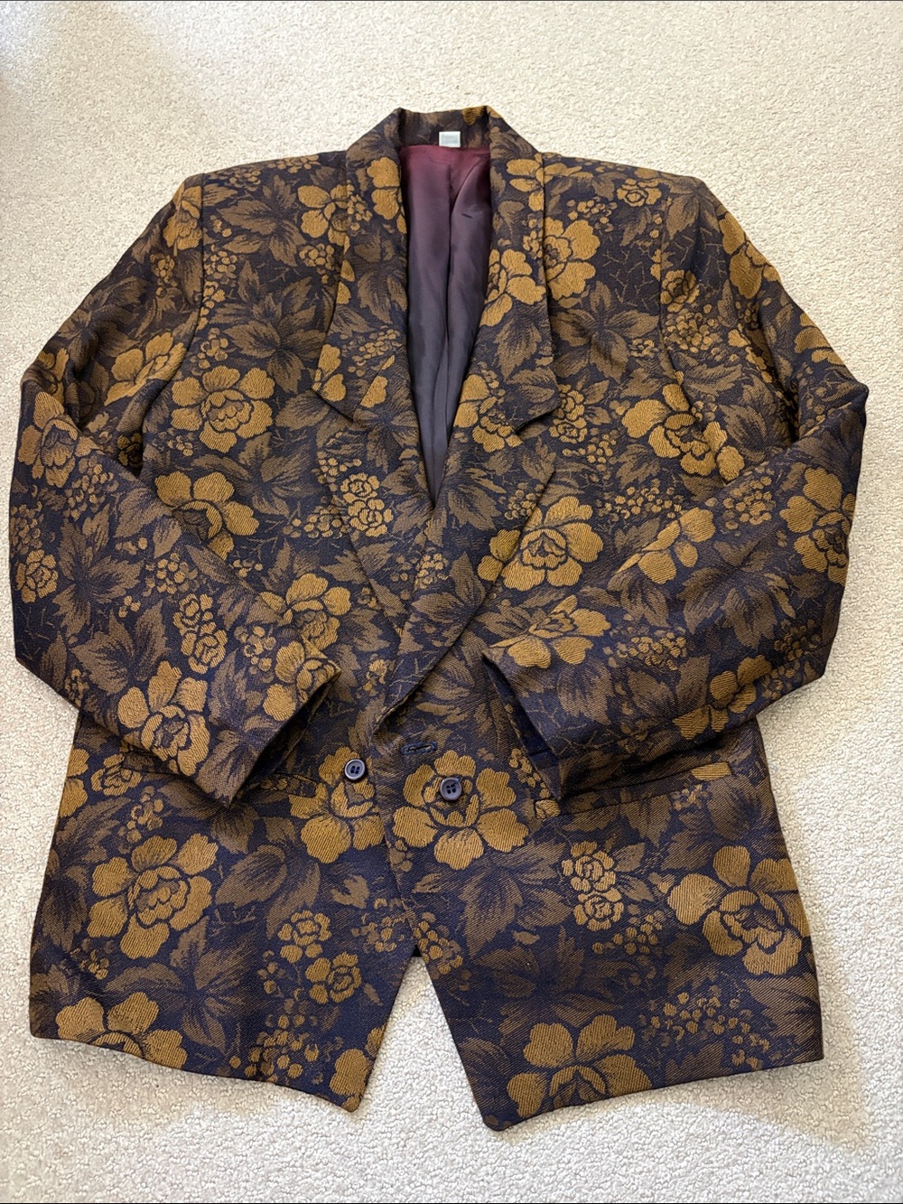 Women’s Floral Jacquard Blazer in gold and purple
